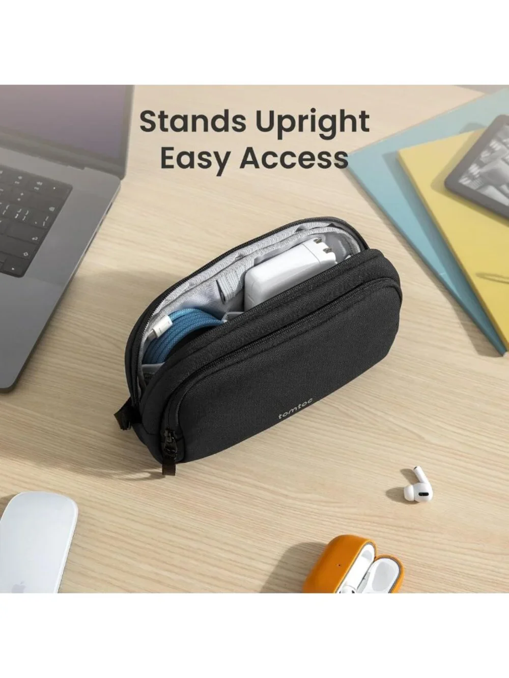 Water-Resistant Tech Organizer Pouch | Dual Compartment Travel Case for Cords
